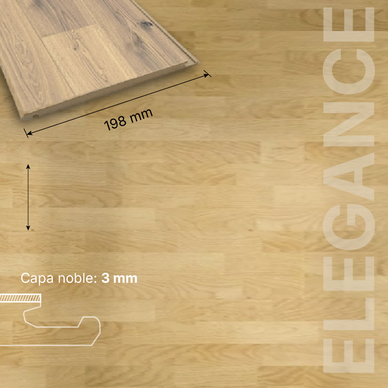 ROBLE FLOTANTE HDF - 14/3 - TRES LAMAS ELEGANCE